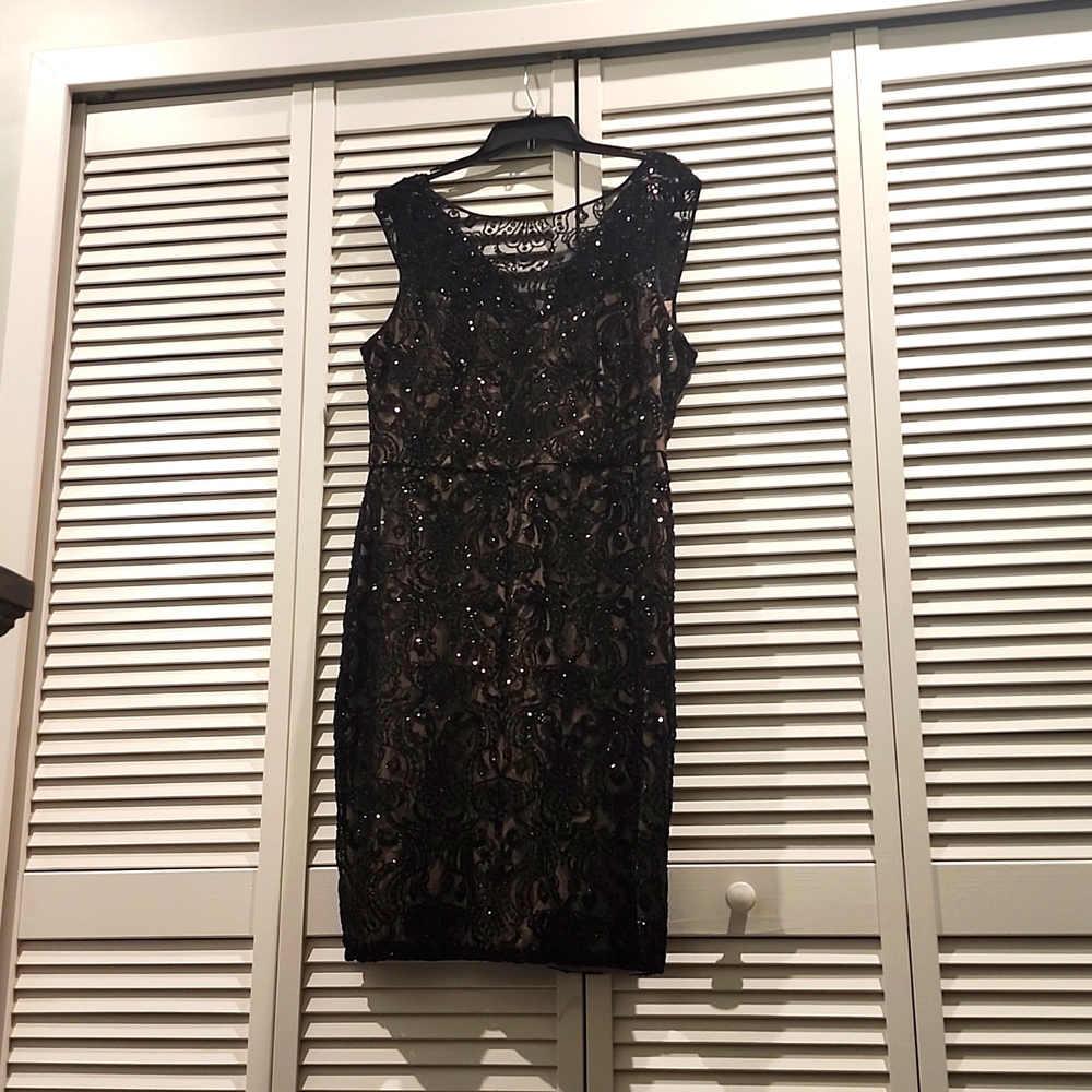 BISOU BISOU Black embellished Cocktail/Holiday Dress, Sz 16